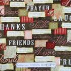 Patchwork Quilting Sewing Fabric Words to Live By Brown 50x55cm FQ