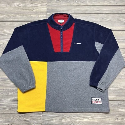 Chaqueta Pullover Polar Vintage Años 90 Izod Edición Naval Bloques de Color Para Hombre Talla Grande Foto 1 de 4
