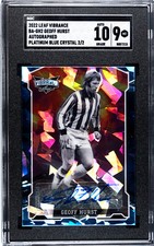 2022 Sir Geoff Hurst Leaf Vibrance Blue Crystals Autographed Card 2/2 SGC 9/10