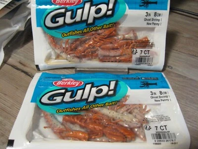 2 Packs Gulp Saltwater Fishing Baits - 3" Ghost Shrimp - New Penny Color - Image 1 of 4