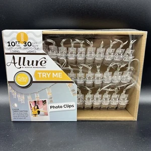 Allure 10 Ft 30 LED Soft Glow Photo Clips String Lights - Battery Powered NEW - Picture 1 of 3