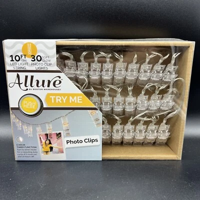 Allure 10 Ft 30 LED Soft Glow Photo Clips String Lights - Battery Powered NEW - Image 1 of 3