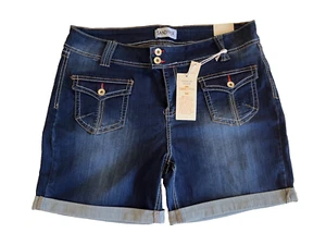 SANDPIPER GRÖSSE 20 W STRETCH DENIM SHORTS BLAU HOHER BUND 6" DUNKLE WASCHUNG UMSCHLAG - Bild 1 von 16