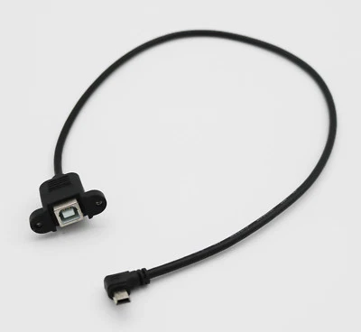 USB 2.0 B Female Panel Mount To Mini 5 Pin Male Right Angle Extension Cable 50cm - Image 1 of 4