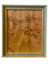 Vintage Japanese Geisha Water Color In Old Frame 