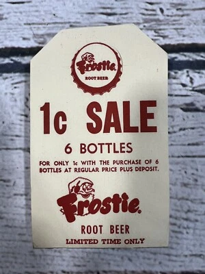 Винтажный Frostie корень пива 1 цент продажи рекламная бутылка Topper знак - лот (5) - Изображение 1 из 4