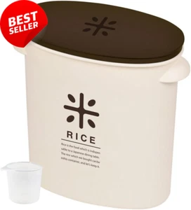 Pearl Metal RICE HB-2168 11lbs (5kg) Rice Bottle, Brown, Includes Measuring Cup - Picture 1 of 12