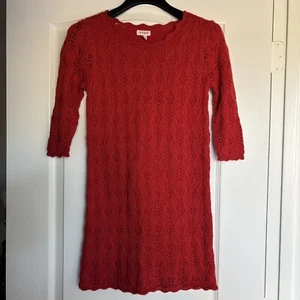 Cat & Jack Girl's Christmas Red Crochet Sparkle Sweater Dress SZ Large (10, 12) - Picture 1 of 5