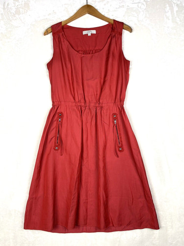 VETEMENTS Abito Loft Donna 6 Rosso Arancione Senza Maniche Cerniera Tasche Foderato Raso Ufficio Lavoro