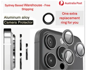 For iPhone 16 15 14 13 Pro Max Camera Protector Lens Cover Metal Glass Ring - Picture 1 of 13