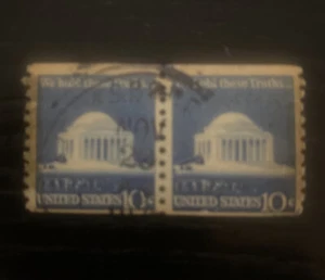 US Scott Jefferson Memorial Block Of 2 Stamps - Picture 1 of 3