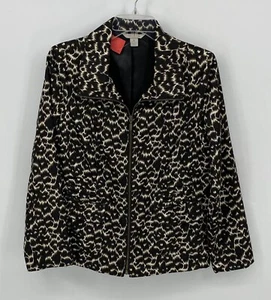 Laura Ashley Preowned Women's Brown Animal Print Zippered Jacket Size Medium - Picture 1 of 5