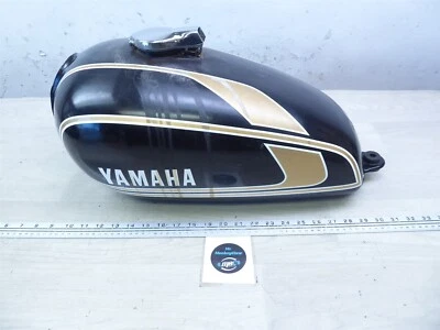Yamaha XS650 1975 OHC eléctrico Y101) negro gasolina tanque de combustible/tapa y emblemas Foto 1 de 4