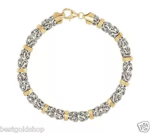 6.75" Domed Status Byzantine Bracelet Real 14K Yellow White Gold QVC J287941 - Picture 1 of 5