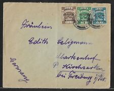PALESTINE TO GERMANY POSTAGE DUE OVPT STAMPS ON COVER 1922