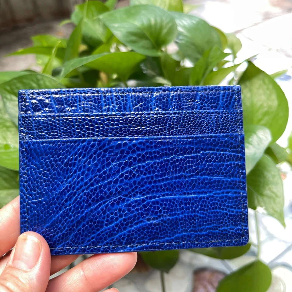 BLUE GENUINE OSTRICH LEATHER SKIN CREDIT CARD HOLDER/ WALLET CARD HOLDER FOR MEN - Image 1 of 4