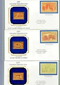US # 230 245 (16) COLUMBIAN 22KT GOLD PLATE REPLICA ON FELT COVER XF LOT H1729 G - Picture 1 of 6