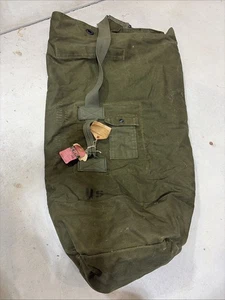 Vintage US Military Olive Drab Green Cotton Duck Canvas Duffle Bag Top Load - Picture 1 of 6