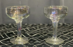 Vintage princess house Long  stem iridescent champagne coupes Set of  Two    6oz - Picture 1 of 6
