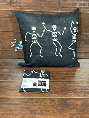 Ikea KUSTFYR Cushion cover 20"x 20" Black Halloween Skeletons Dia De Los Muertos - Image 1 of 4