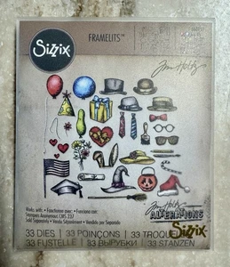 Tim Holtz *CRAZY THINGS* Sizzix Framelits 33-pc Metal Die Set Scrapbook - Picture 1 of 2