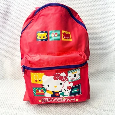 Mochila Hello Kitty Sanrio 1996 Miffy Rabbit roja de nailon vintage estándar rara Foto 1 de 4
