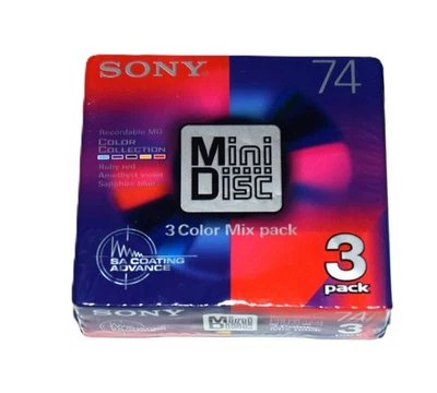Pack 3 Minidisc Sony Color Mix 74 3MDW74CRAX Nuevo New MD - Immagine 1 di 2