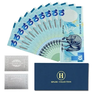 Arctic Wolf Silver Foil Collectible Banknotes Set - 10pcs Wildlife Series Gifts - Picture 1 of 6