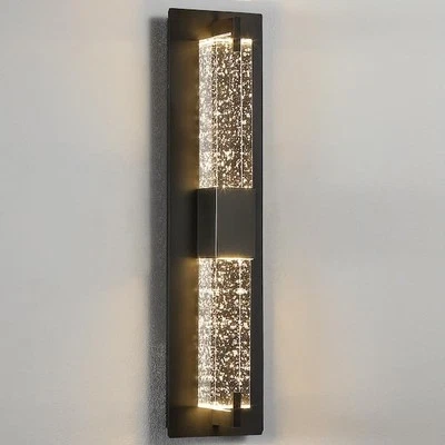 KAISITE 1-Light Black Dimmable LED Wall Sconce w/Crystal Bubble Glass