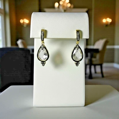 Brincos Freida Rothman prata esterlina e preto CZ lágrima NOVO + presente grátis - Imagem 1 de 3