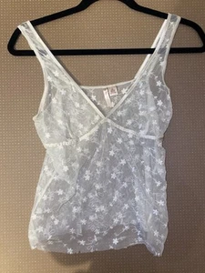 VINTAGE Abercrombie Layering V-neck See Through Lace Baby Doll Tank Top Large - Picture 1 of 10