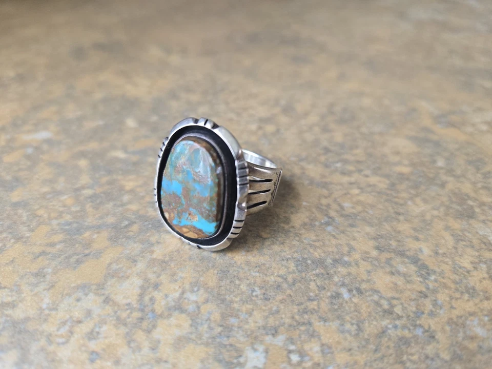 STUNNING P. SANCHEZ TURQUOISE RING .925 SIGNED - Image 1 of 4