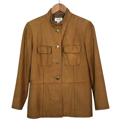 Vintage Talbots Petites Size 8 Caramel Suede Button Up Jacket with Pockets  - Image 1 of 4