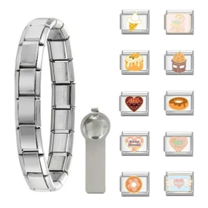 10pcs Italian charms with Italian bracelet Donuts Ice cream Cake Charms Tool Set - Picture 1 of 7