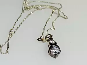 Vintage Sterling Silver Pendant Necklace 925 Jewellery Crystal Glass 2.85g - Picture 1 of 7