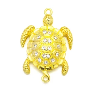 10 Sets Alloy Pave Rhinestone Big Magnetic Clasps Turtle Closure Gold Tone 37mm - Picture 1 of 3