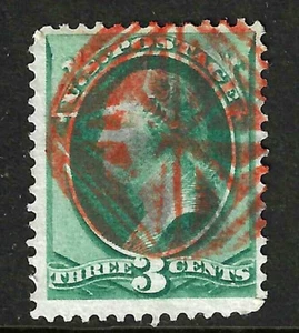 AWESOME RED GEOMETRIC Fancy Cancel 3 Cent Washington Banknote 1871-83 US 75F11 - Picture 1 of 2