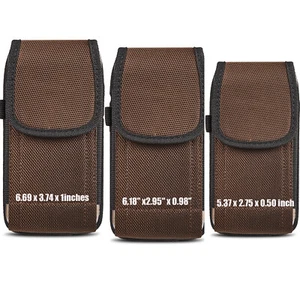 Vertical Cell Phone Holster Nylon Pouch with Belt Loop /Metal Clip  -3 Sizes - Picture 1 of 11