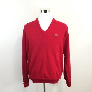 Suéter vintage IZOD Lacoste para hombre talla grande rojo cuello en V hecho en EE. UU. - Imagen 1 de 7
