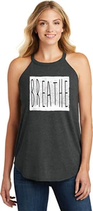 Womens Yoga Tank Top Breathe Triblend Rocker Tanktop - Picture 1 of 8