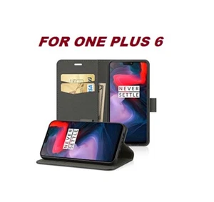 OnePlus 6 PU Leather Flip Case Wallet Book With Card Holder Cover FOR ONE PLUS 6 - Picture 1 of 6