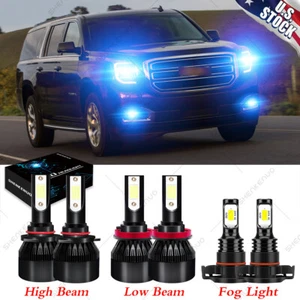 For GMC Yukon XL 2015 - 2018 2019 6pc 8000k LED Headlights + Fog Light Bulbs Kit - Picture 1 of 12