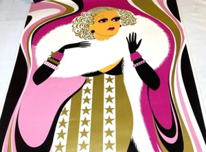 Poster Vintage Art Nouveau Blacklight Jean Harlow 1968 Royal Screen Craft RARO - Foto 1 di 12