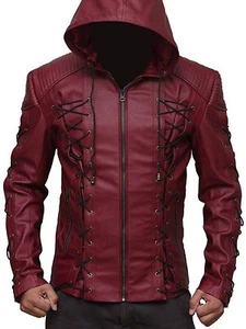 Arrow Arsenal rosso con cappuccio Colton Haynes costume giacca ecopelle - Foto 1 di 4