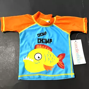 Baby Boys Size 24 Months Swimming Top Rash Guard Shirt CANDLESTICKS Ocean Beach - Picture 1 of 10
