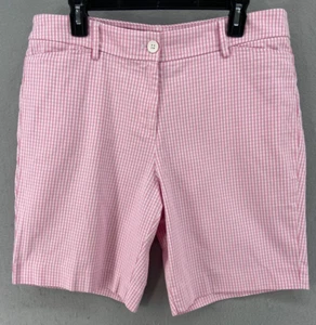 Pantalones Cortos Talbots Mujer 14P Pequeño Rosa Blanco Cuadros Algodón Elastizados Chino Bolsillos - Imagen 1 de 10