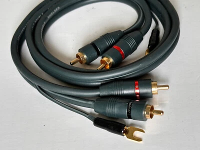 PHONOCAR Cavo RCA OFC doppia schermatura phono giradischi  60 cm. filo di massa - Immagine 1 di 4