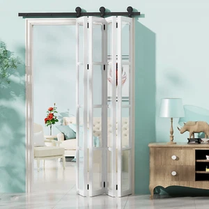 Kit de herrajes para puerta de granero corredera plegable CCJH 4-20 FT rodillo de oruga moderno para 4 puertas - Imagen 1 de 14