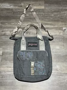 JanSport Obsess Laptop Tote Bag Grey Embroidered Nylon Zip Top Shoulder Strap - Picture 1 of 8
