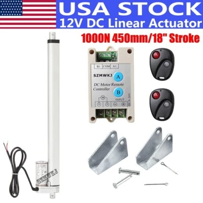 Actuador Lineal 18" Carrera 12V 14mm/s Motor y Control Remoto Resistente 220lbs Coche Foto 1 de 4